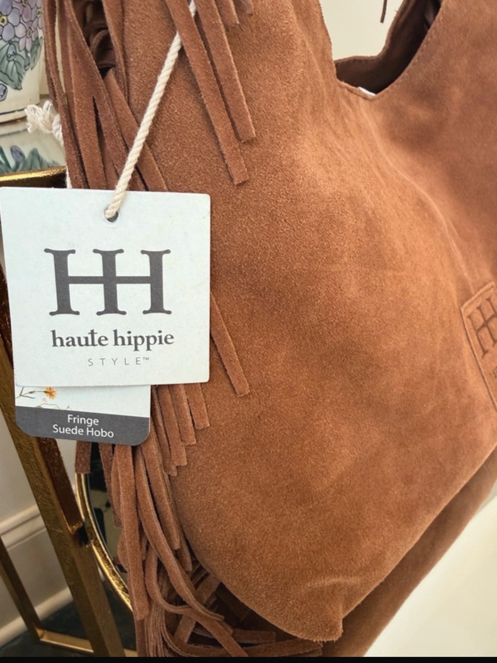 Haute Hippie Brown Suede Fringe Hobo Shoulder Bag Boho Western NWT - Picture 4 of 8
